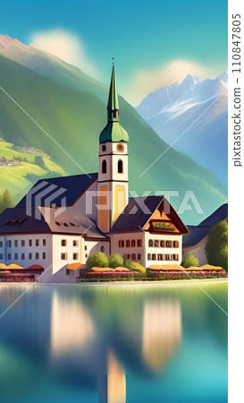 Lake and house in mountains wallpapers for I pad, Notebook cover, I phone, tab mobile high quality images 110847805