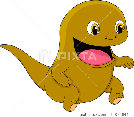 illustration of a funny dinosaur, a big fat creature with a funny face 110848443