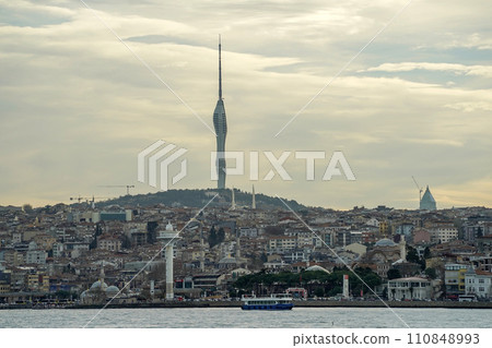 new communication tower view from Istanbul Bosphorus cruise 110848993