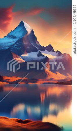 Mountain lake at sunset wallpapers for I pad, Notebook cover, I phone, tab mobile high quality images Mountain lake at sunset wallpapers for I pad, Notebook cover, I phone, tab mobile high quality images 110849635