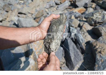 Aerial View of Graphite Deposit and Mineral Production Site Surrounded by Lush Stones Aerial View of Graphite Deposit and Mineral Production Site Surrounded by Lush Stones 110849723