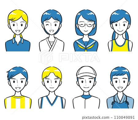 國中生和高中生穿著制服參加社團活動和社團活動圖示集（簡單） 110849891