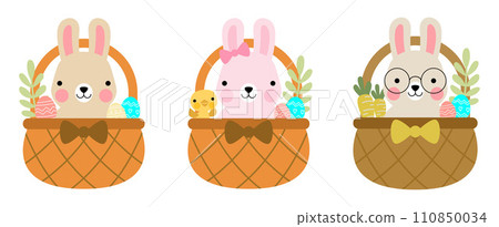 Basket Easter bunny rabbits clipart Basket Easter bunny rabbits clipart 110850034
