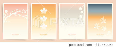 Oriental Spring Aesthetic Gradient Poster Set. Elegant Japanese Gradient Backgrounds for Modern Posters, Cards, and Design Templates 110850068