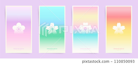 Spring Blossom Vertical Banner Collection - Hanami Gradient Designs for Seasonal Marketing Social Media Story Posts and Soft Modern Cover. 110850093