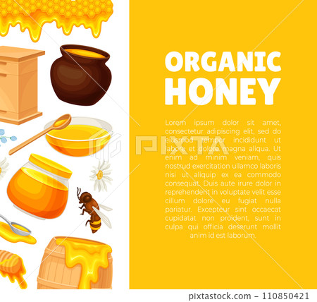 Organic Sweet Honey Product Banner Design Vector Template 110850421