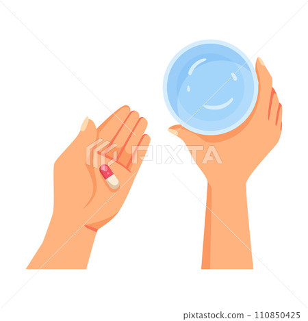 Human Hand Take Medical Tablet or Pill Vector Illustration Human Hand Take Medical Tablet or Pill Vector Illustration 110850425