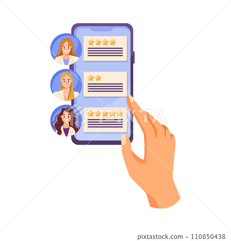 Hand Hold Smartphone Device Connect with Hospital Vector Illustration Hand Hold Smartphone Device Connect with Hospital Vector Illustration 110850438