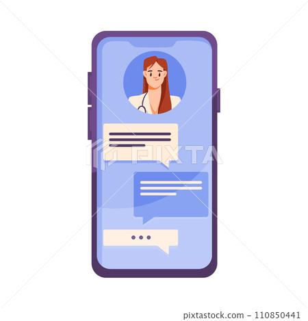 Smartphone Device Connect with Hospital Vector Illustration 110850441