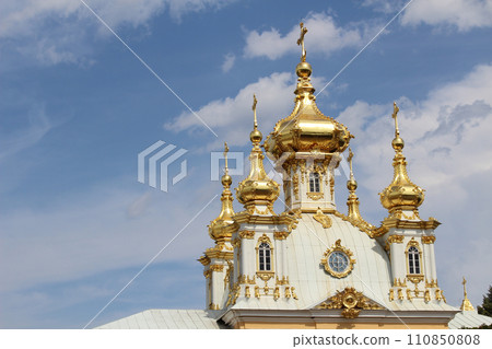 This beautiful church is situated in Petergof St. Petersburg Russia. This beautiful church is situated in Petergof St. Petersburg Russia. 110850808