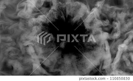 Abstract Atmospheric White Smoke Texture Background on Black 110850830