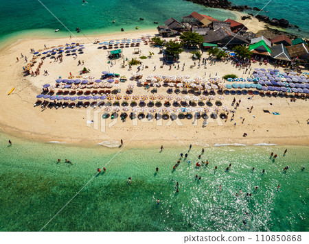 Aerial view drone shot of Amazing small island beautiful tropical sandy beach landscape view at koh Khai maew Island in Phang Nga Thailand,Amazing small island with many Cats live in small island Aerial view drone shot of Amazing small island beautiful tropical sandy beach landscape view at koh Khai maew Island in Phang Nga Thailand,Amazing small island with many Cats live in small island 110850868