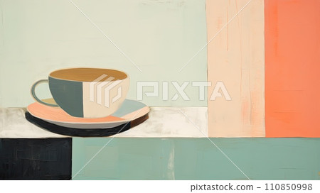 Simple painting of coffee cup_2 Generative AI 110850998