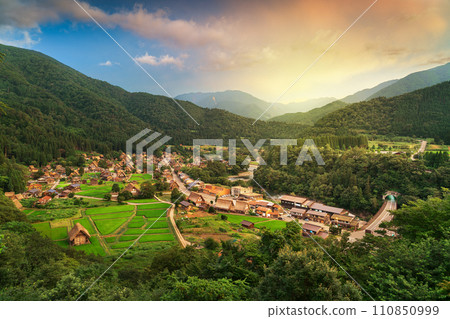 Shirakawa  at Ogimachi Village in Gifu Prefecture, Japan. 110850999