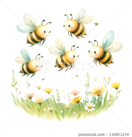 Bees with flowers 110851254