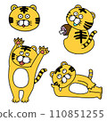 Cute tiger hand-drawn style illustration set 110851255