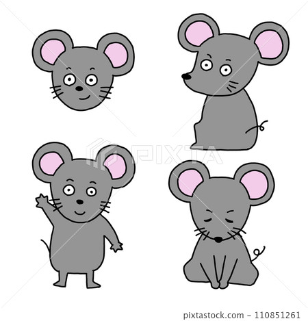 可愛老鼠的手繪風格插圖 110851261