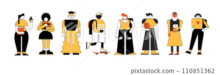 Collection of Education, Students, Teenagers geometric characters, illustrations. Education 110851362