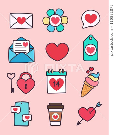 Bundle of valentines day set vector illustration design 110851873