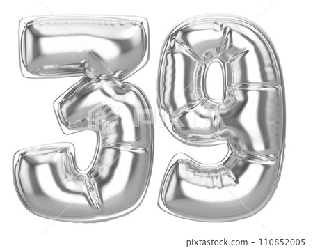 balloon silver metal number 3d render 110852005