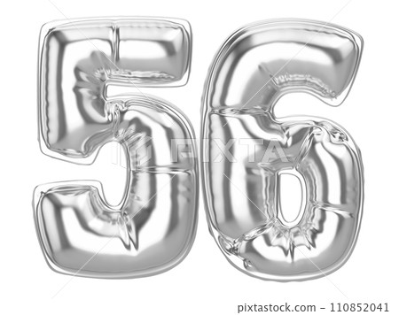 balloon silver metal number 3d render 110852041
