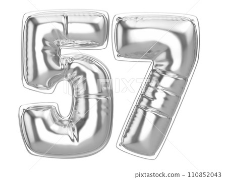 balloon silver metal number 3d render 110852043