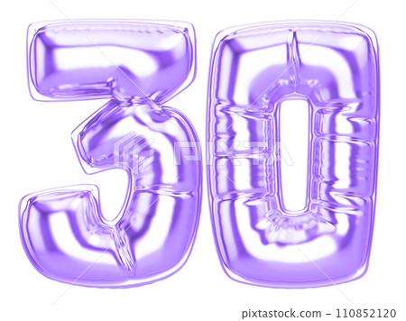 balloon metal number 3d render 110852120