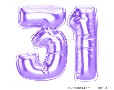balloon metal number 3d render 110852122