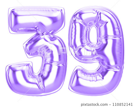 balloon metal number 3d render 110852141