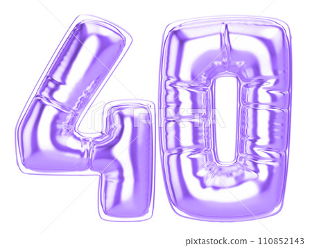 balloon metal number 3d render 110852143