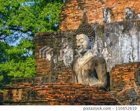 Buddha at Wat Mahathat temple in Sukhothai historical park, UNESCO World Heritage Site, Thailand 110852610