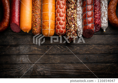 Set of different types of sausages 110854047