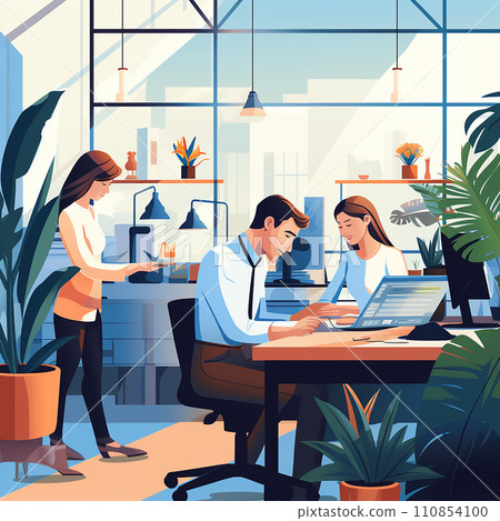 Diversity of employees working together in an office environment. Well-coordinated team. Diversity of employees working together in an office environment. Well-coordinated team. 110854100