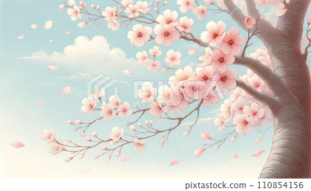 Landscape with cherry blossoms Cherry blossoms blooming in the blue sky Landscape with cherry blossoms Cherry blossoms blooming in the blue sky 110854156