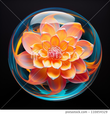 Orange Flower inside a Crystal Ball 110854329