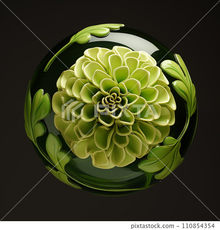 Green Flower on Black Background Green Flower on Black Background 110854354