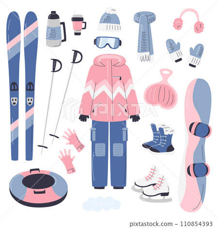 Winter sports and outdoor activities equipment set Winter sports and outdoor activities equipment set 110854393
