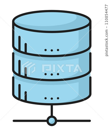 Database, internet server, cloud storage color line icon. Compute and connection infrastructure datacenter, network technology platform or storage center linear vector symbol with online disk drive Database, internet server, cloud storage color line icon. Compute and connection infrastructure datacenter, network technology platform or storage center linear vector symbol with online disk drive 110854477