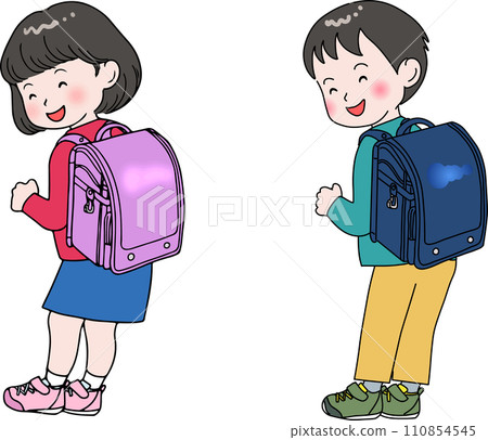 Elementary school student carrying a school bag 110854545