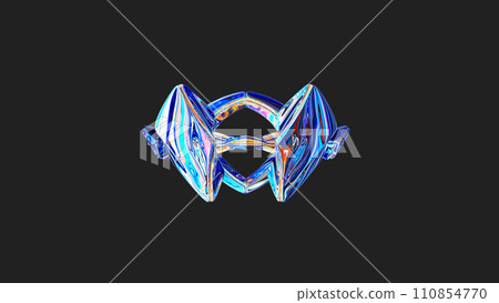 Centrally placed curved and very colorful artfully multi-layered textured abstract symmetrical shape - 3d illustration Centrally placed curved and very colorful artfully multi-layered textured abstract symmetrical shape - 3d illustration 110854770