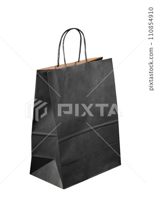 Recyclable craft paper bag for purchases, gifts and takeaway food mock up on white background. Environmentally friendly than single-use plastic bags Recyclable craft paper bag for purchases, gifts and takeaway food mock up on white background. Environmentally friendly than single-use plastic bags 110854910