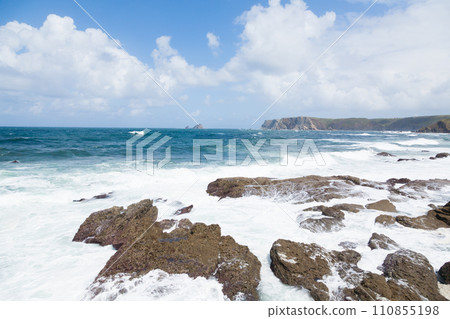 Verdicio beach view. Asturias coastline panorama, Spain 110855198