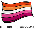 Painted Lesbian community flag waving in wind 110855363