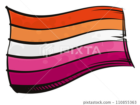 Painted Lesbian community flag waving in wind 110855363