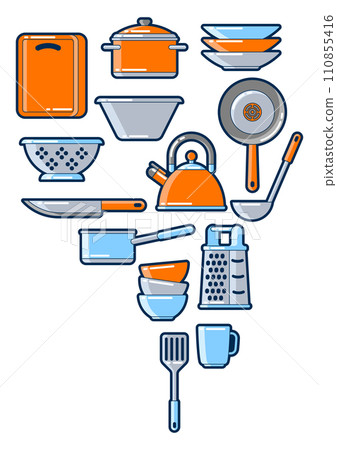 Background with kitchen utensils. Cooking tools for restaurant. 110855416