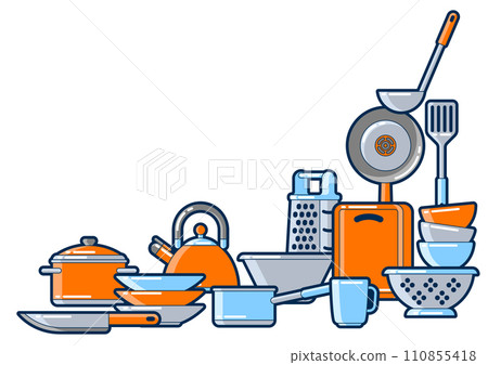Background with kitchen utensils. Cooking tools for restaurant. 110855418