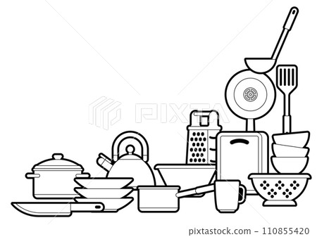 Background with kitchen utensils. Cooking tools for restaurant. Background with kitchen utensils. Cooking tools for restaurant. 110855420