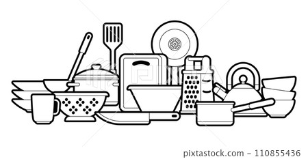 Background with kitchen utensils. Cooking tools for restaurant. Background with kitchen utensils. Cooking tools for restaurant. 110855436