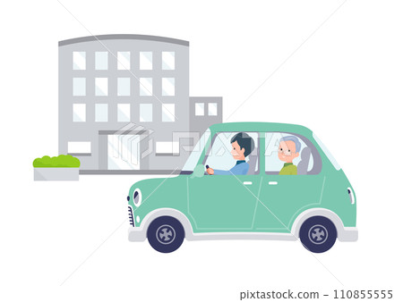 Senior man being picked up by car Senior man being picked up by car 110855555