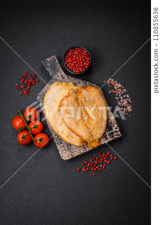 Delicious battered chicken breast chops with salt, spices and herbs Delicious battered chicken breast chops with salt, spices and herbs 110855636